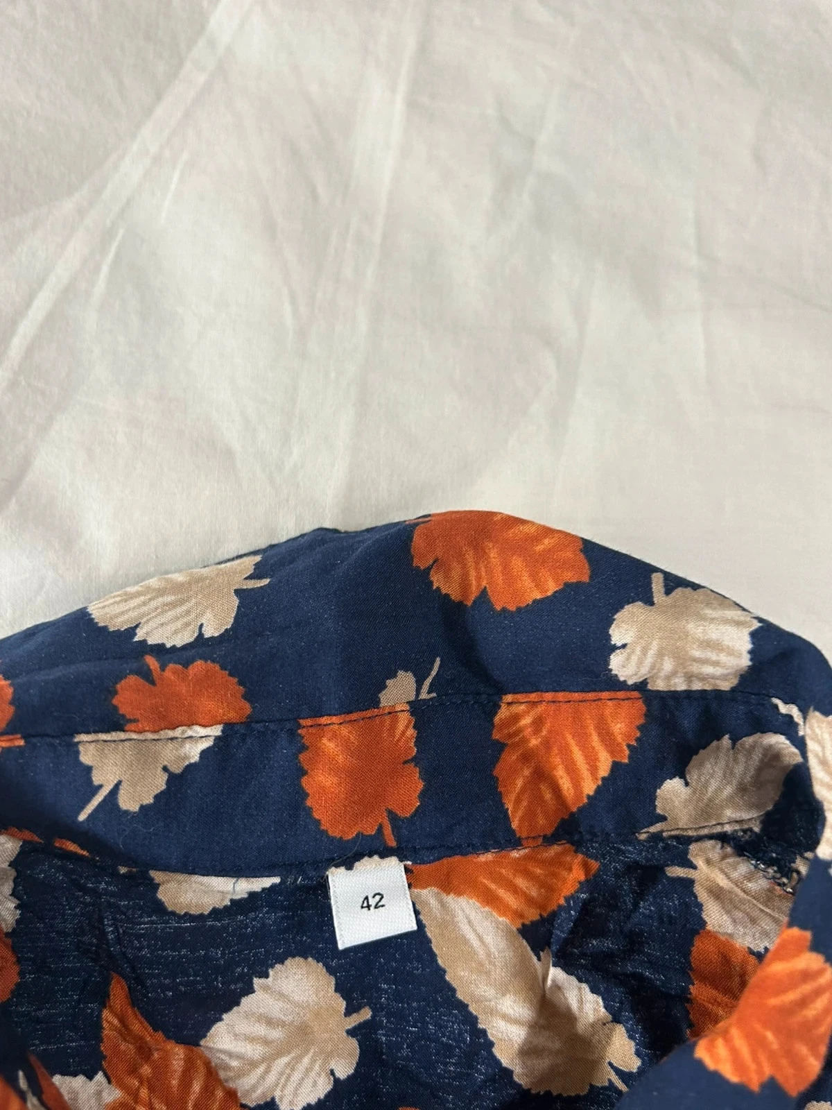 Hemd 100% viscose marineblauw met vintage patronen – photo 7